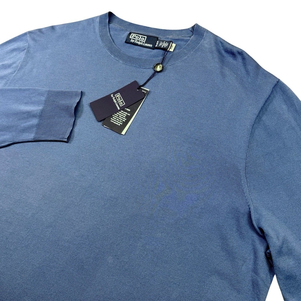 NEW Polo Ralph Lauren‎ Italian Yarn Crewneck Sweater Mens XL Blue Long Sleeve